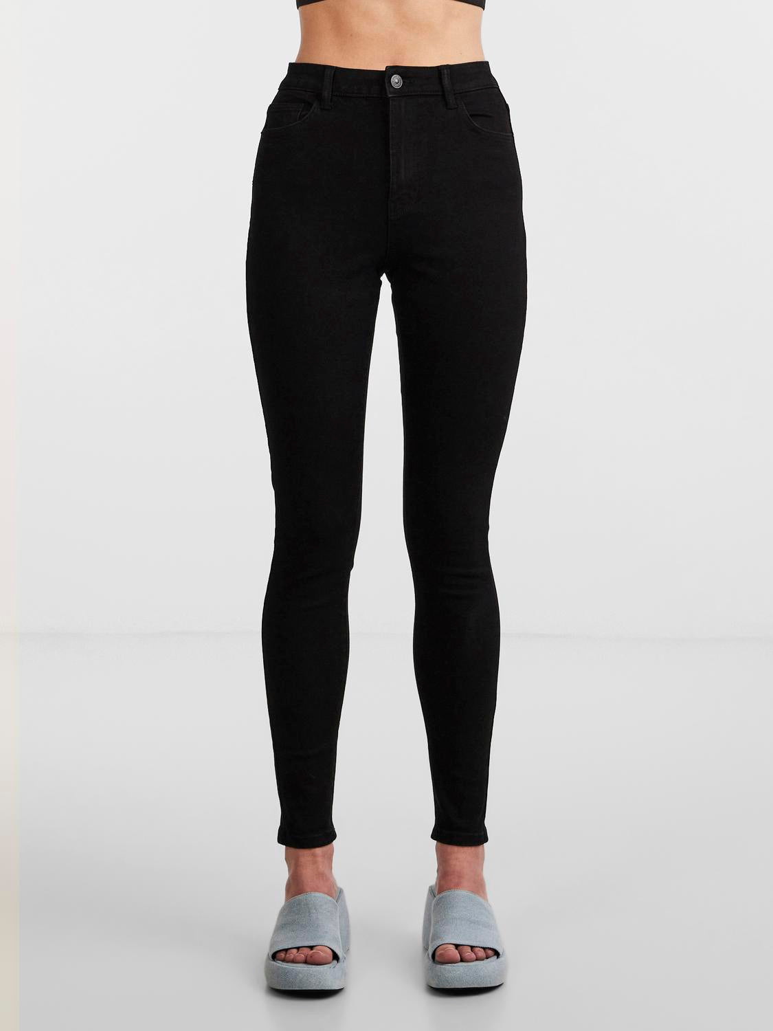 PCDANA High Waist Jeans - Black Denim